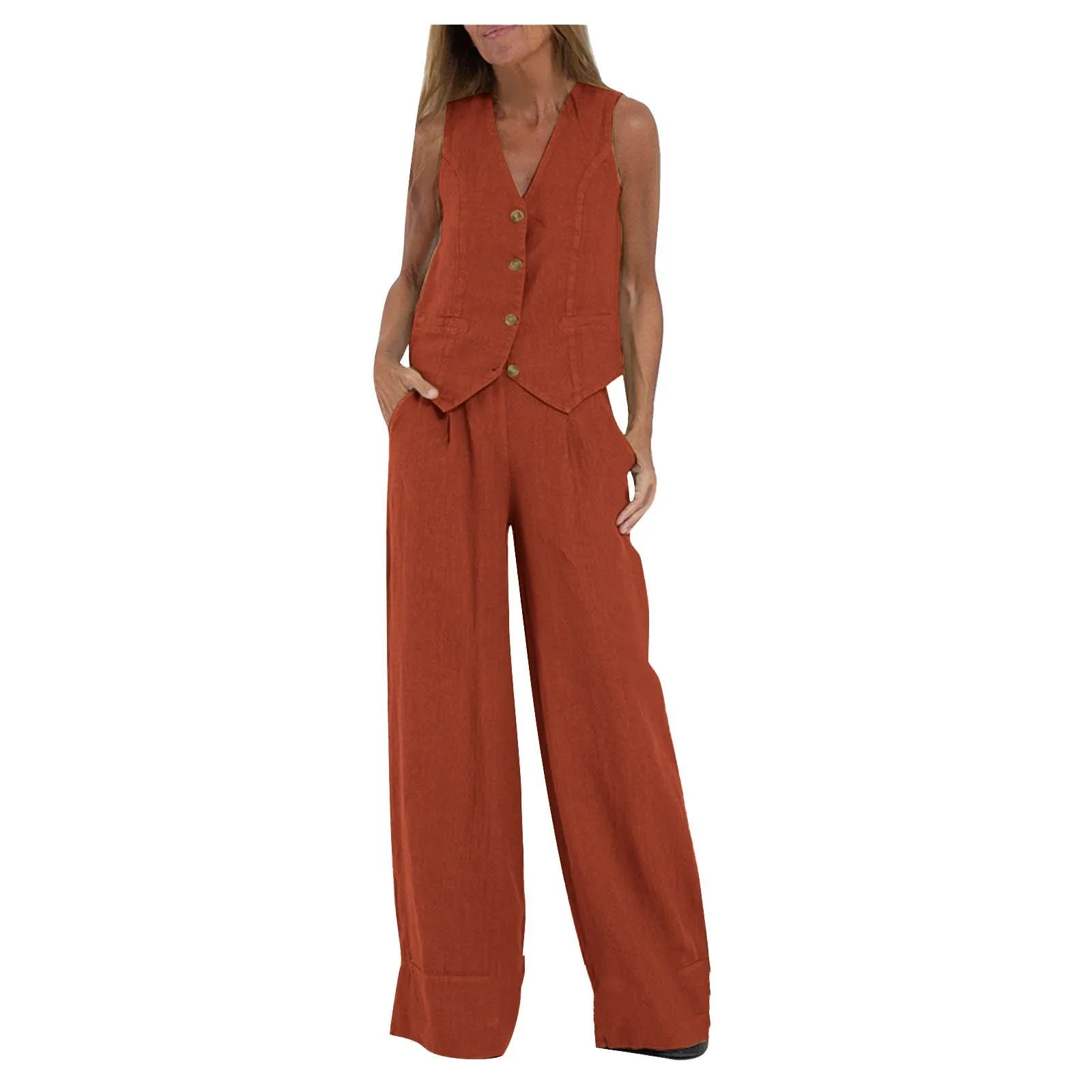 Dames pak  – Mouwloos Gilet & Broek Set