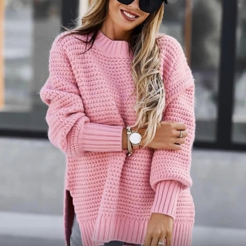 Pullover – Gebreid, Losvallend, Halve Col