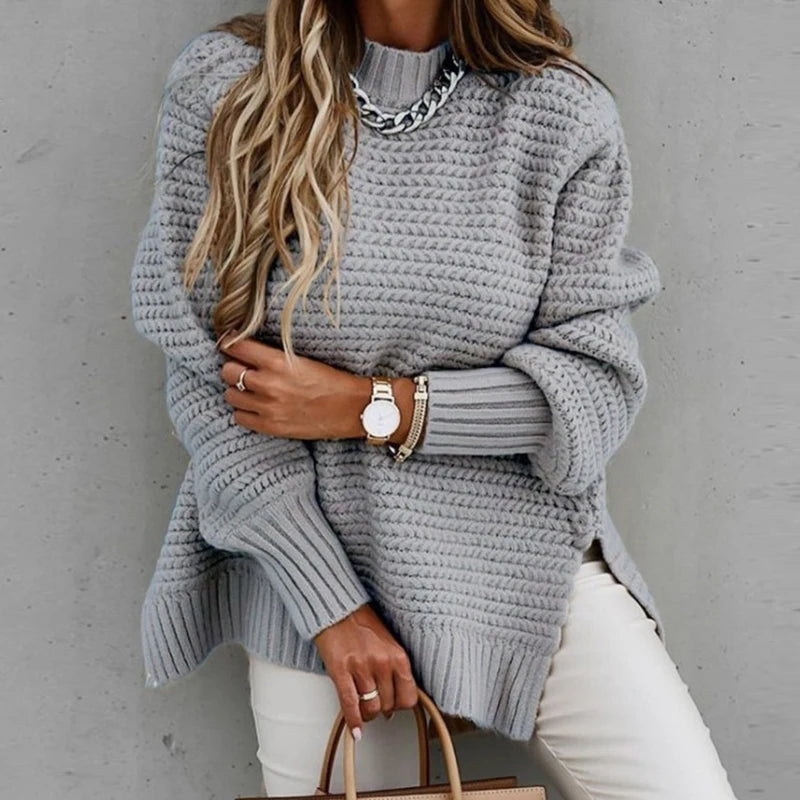 Pullover – Gebreid, Losvallend, Halve Col