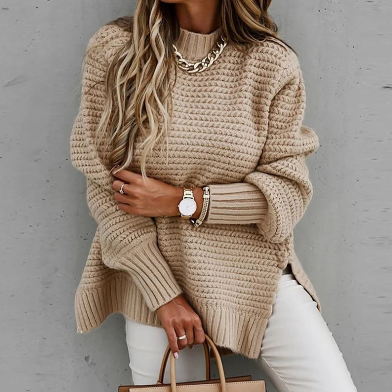 Pullover – Gebreid, Losvallend, Halve Col