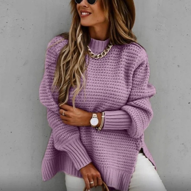 Pullover – Gebreid, Losvallend, Halve Col
