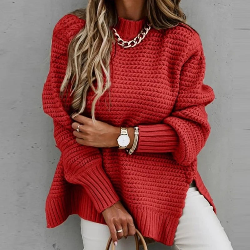 Pullover – Gebreid, Losvallend, Halve Col